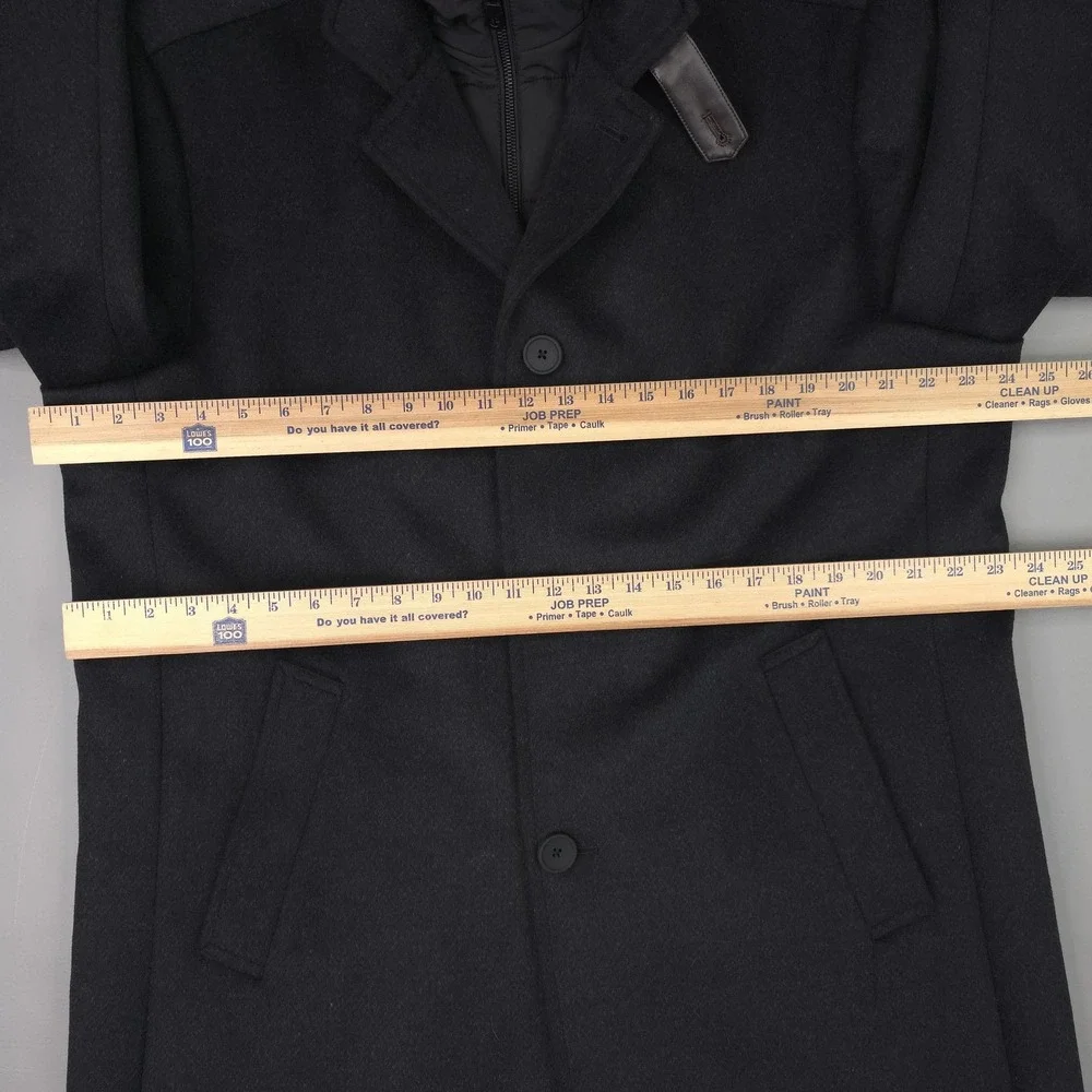 Joseph Abboud Coat Mens XL Black Wool Blend Removable Bib Overcoat Jacket Casual